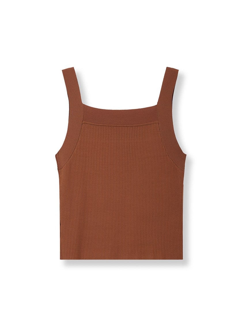 經典修身方領針織背心