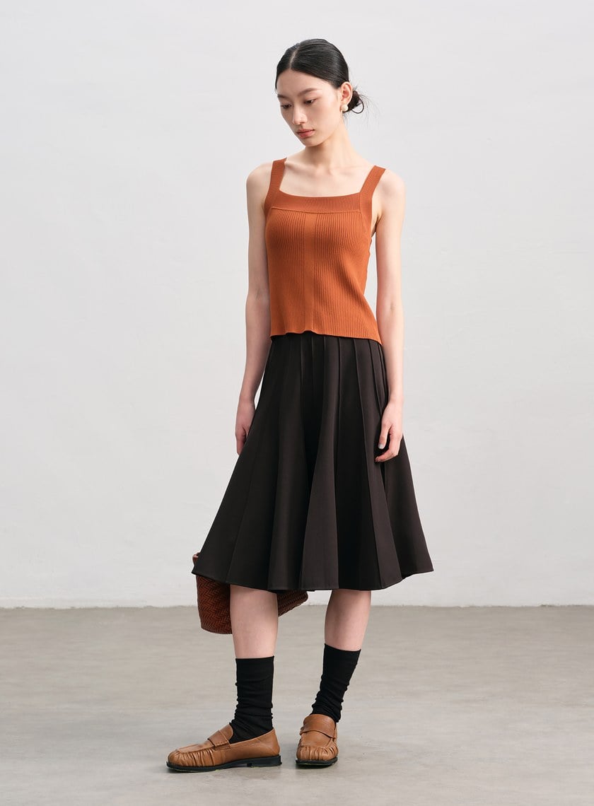 經典修身方領針織背心