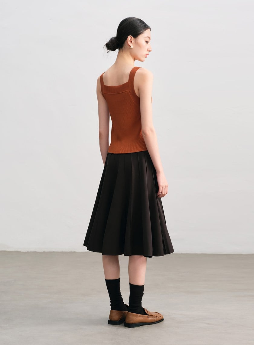 經典修身方領針織背心