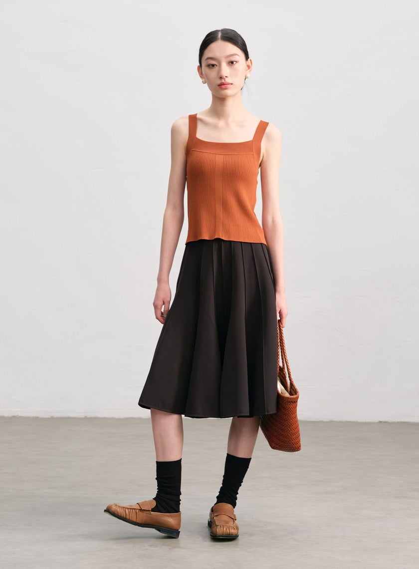 經典修身方領針織背心