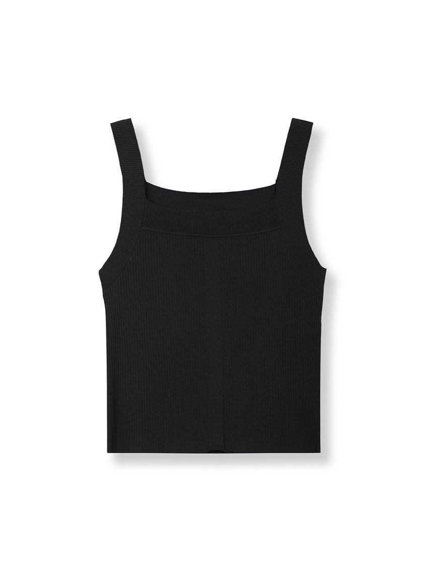 經典修身方領針織背心