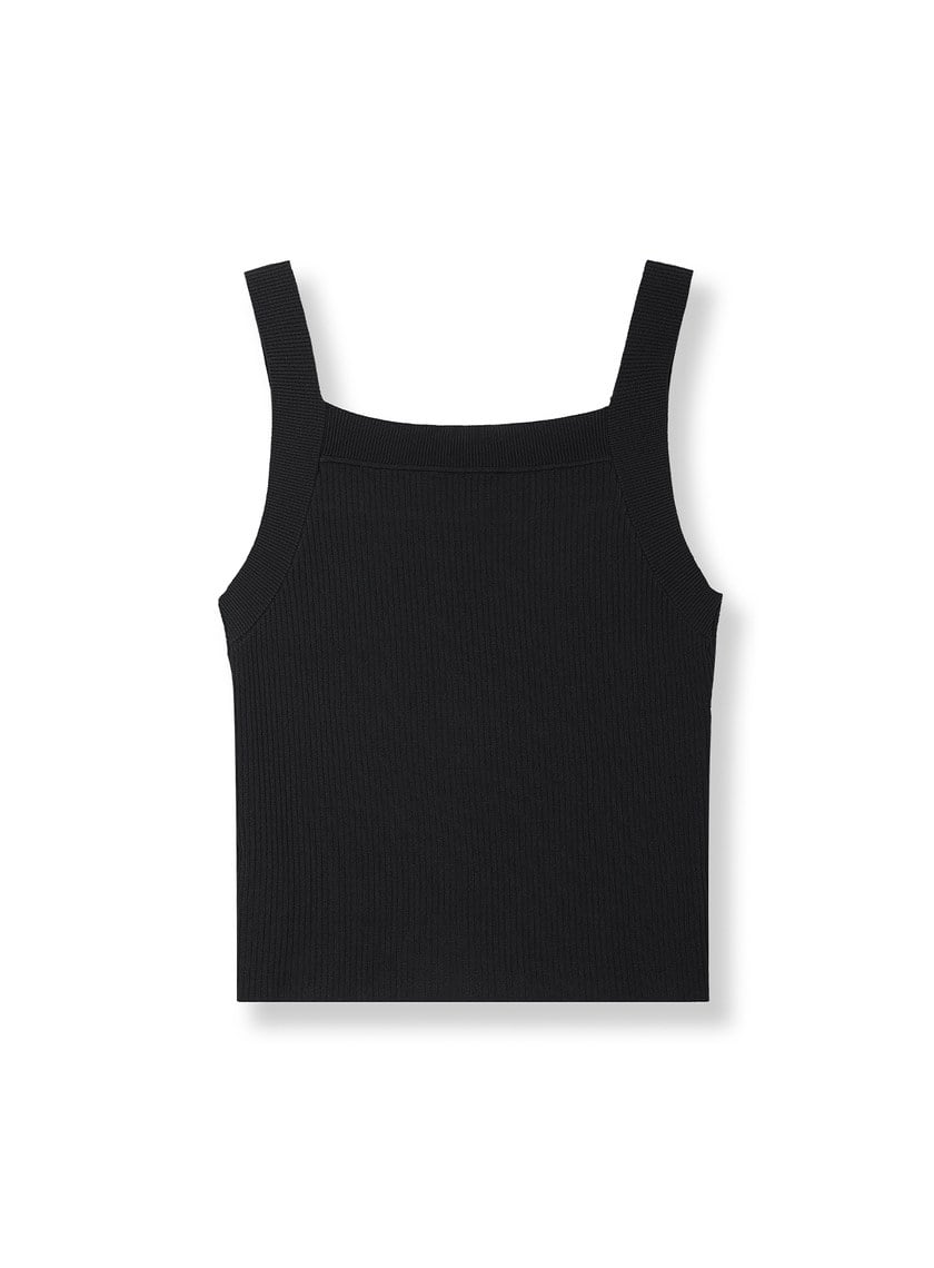 經典修身方領針織背心