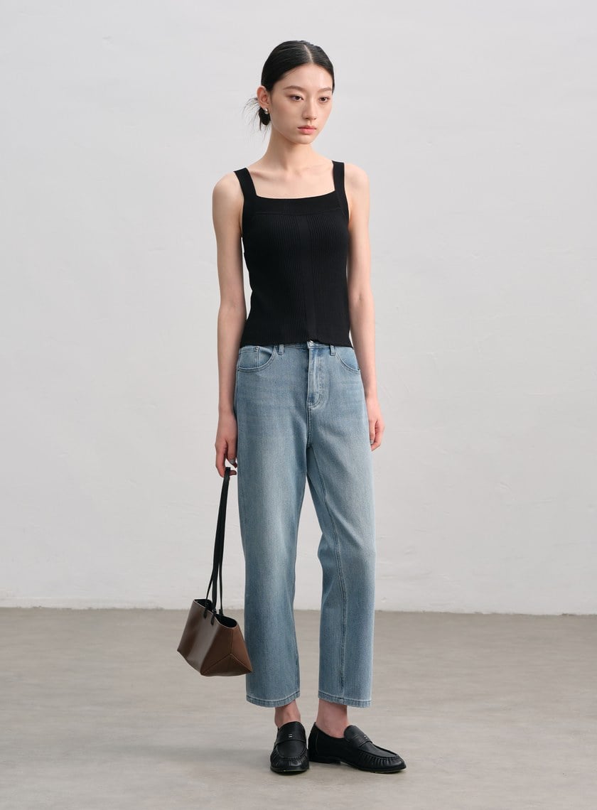 經典修身方領針織背心