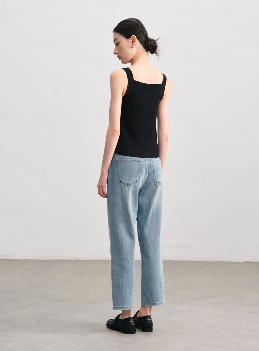 經典修身方領針織背心