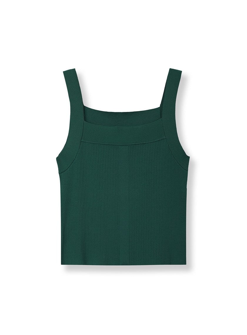 經典修身方領針織背心