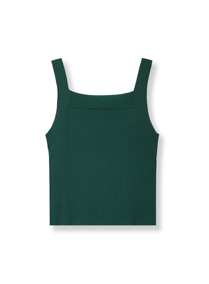 經典修身方領針織背心