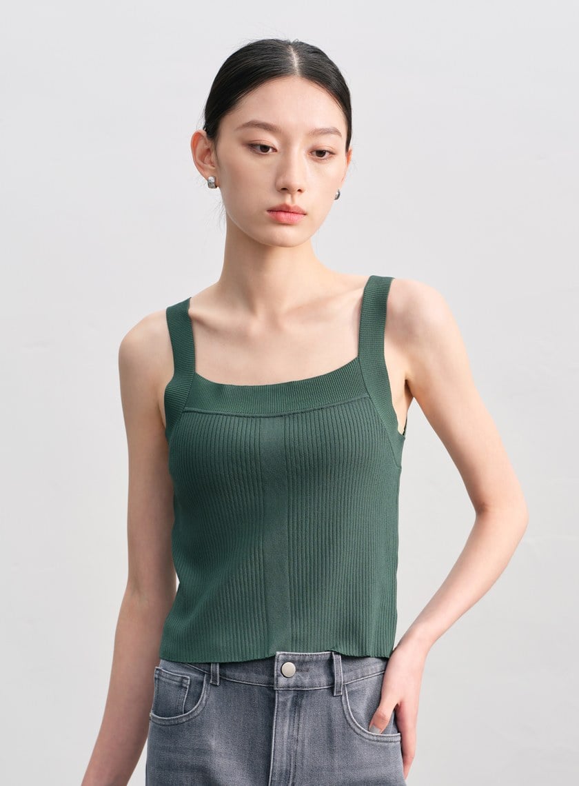 經典修身方領針織背心