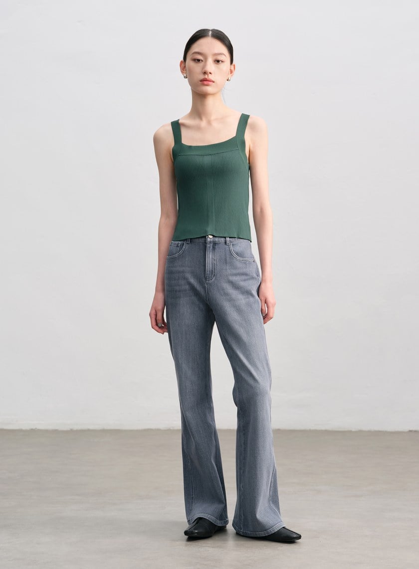 經典修身方領針織背心