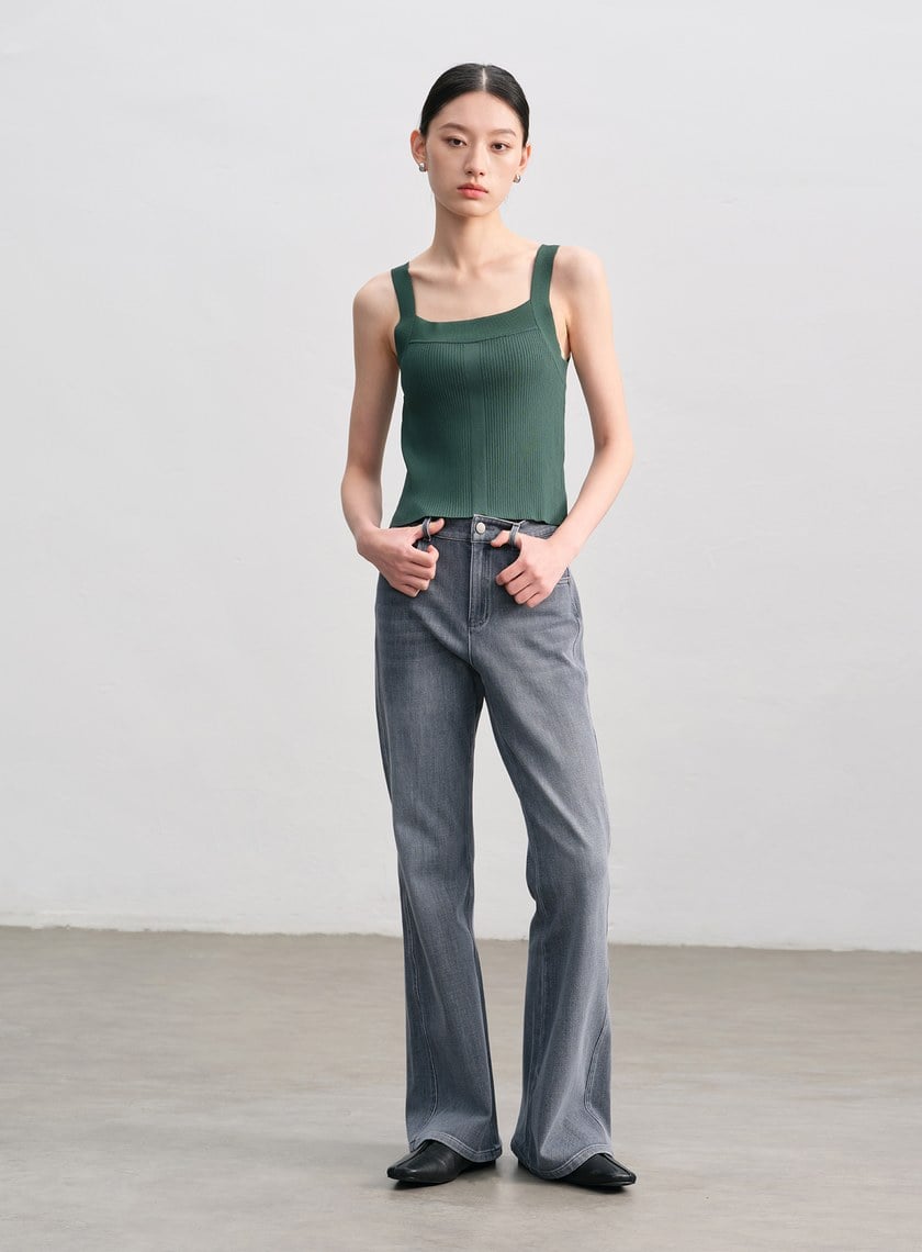 經典修身方領針織背心