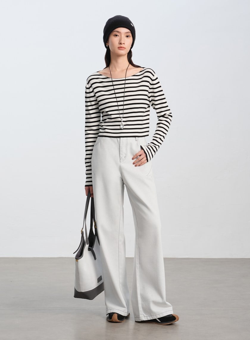 簡約條紋針織上衣