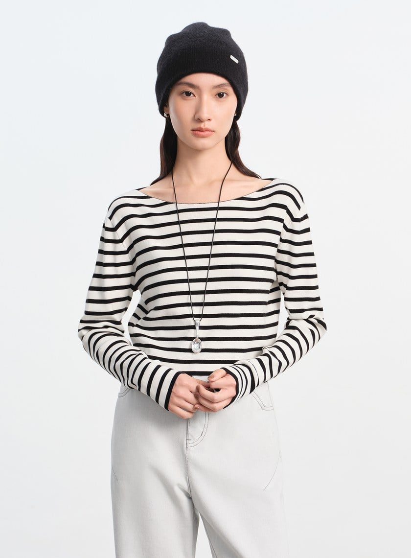 簡約條紋針織上衣