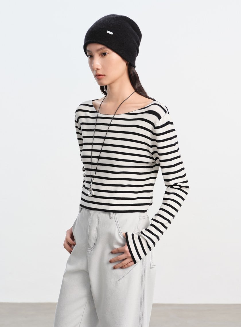 簡約條紋針織上衣