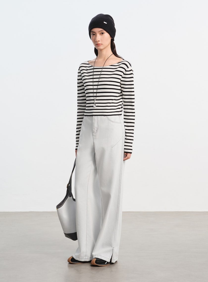 簡約條紋針織上衣