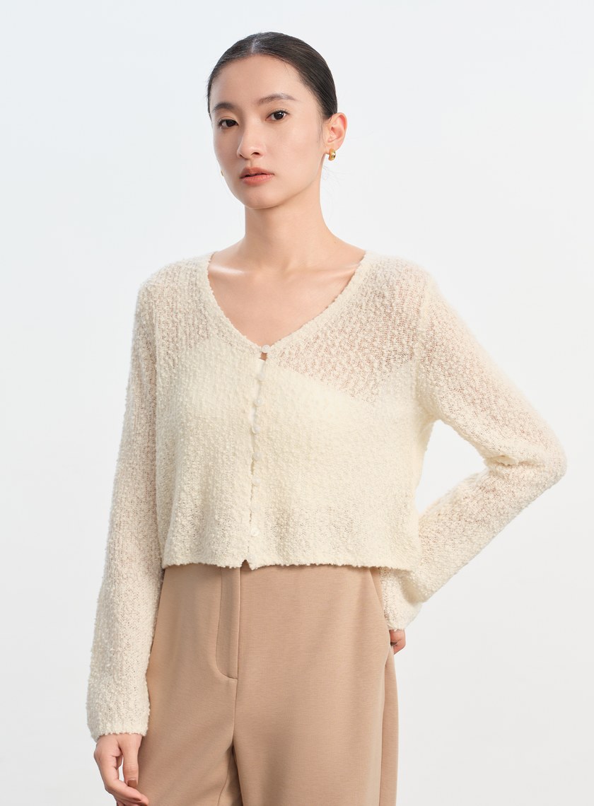 肌理感羊毛開襟針織衫