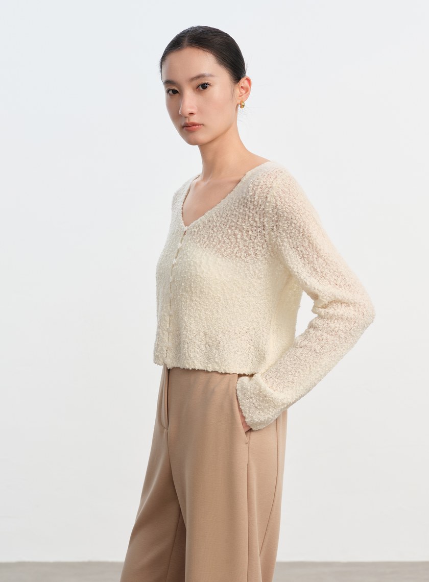 肌理感羊毛開襟針織衫