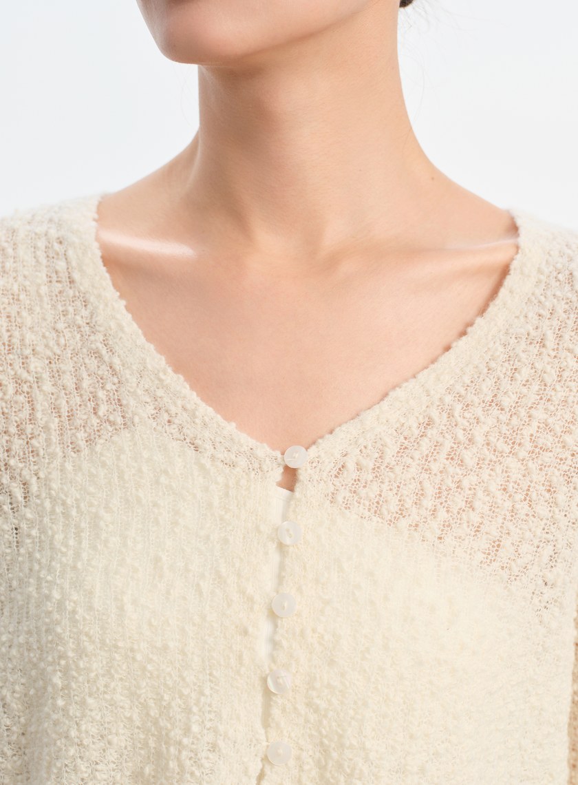 肌理感羊毛開襟針織衫