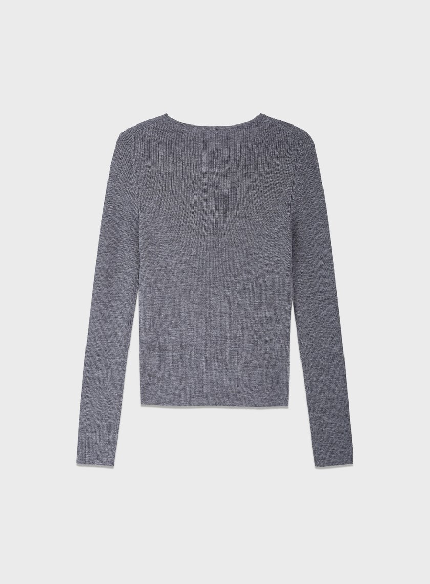 純羊毛半開襟針織上衣