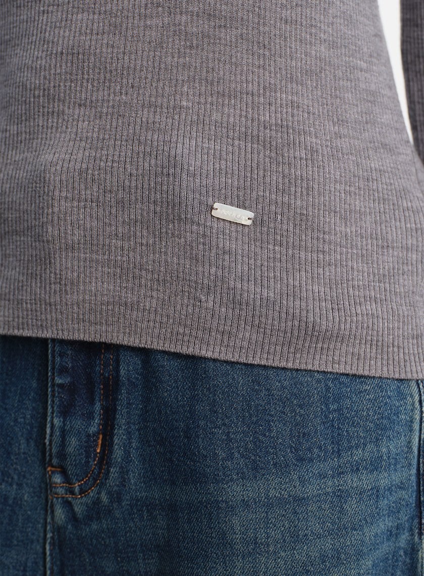 純羊毛半開襟針織上衣