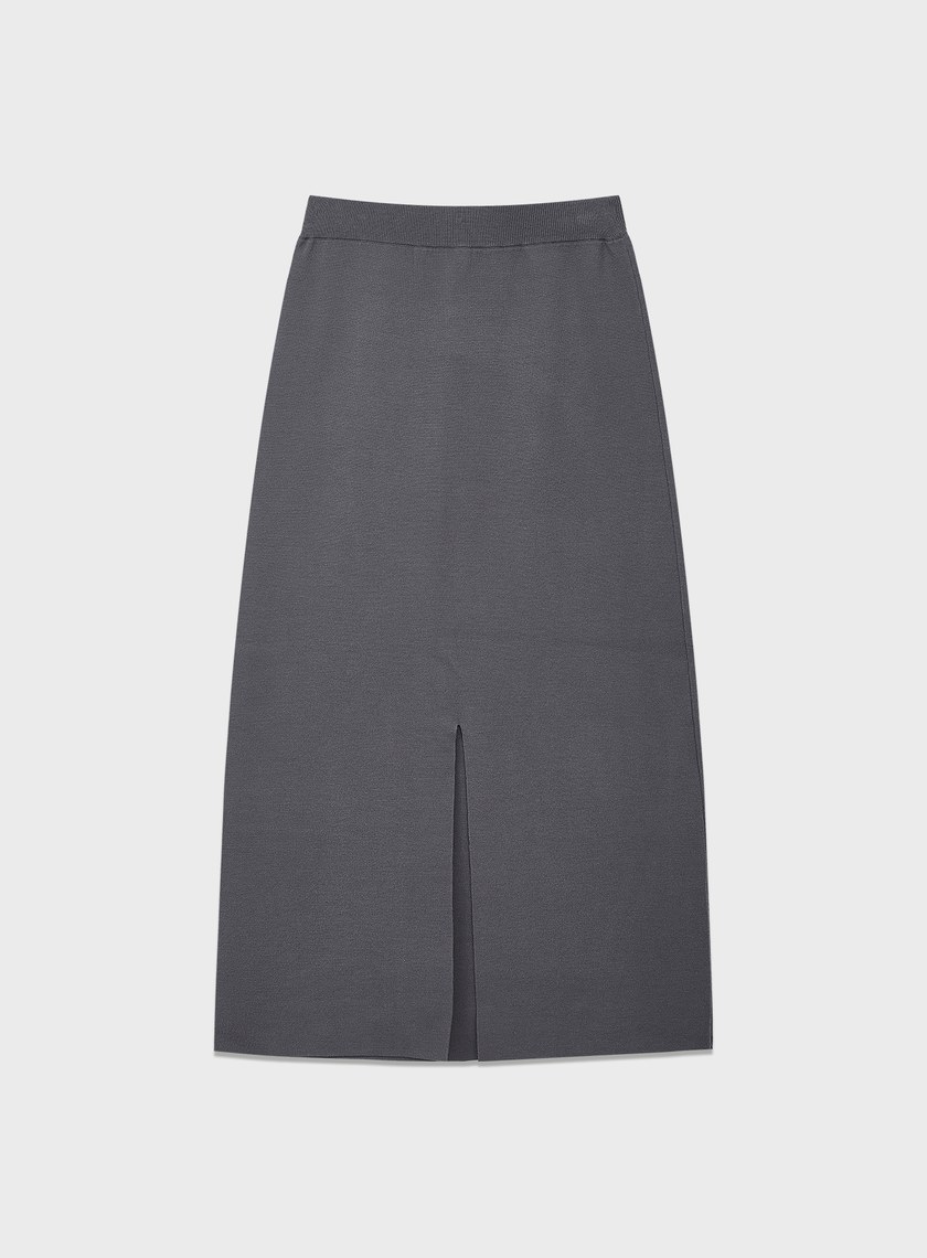 簡約後開衩針織半裙