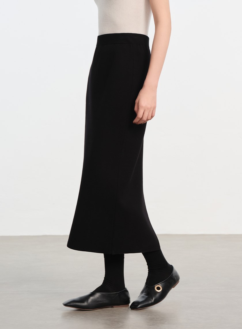 簡約後開衩針織半裙