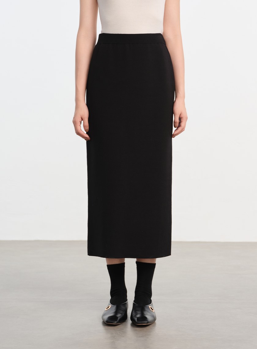 簡約後開衩針織半裙