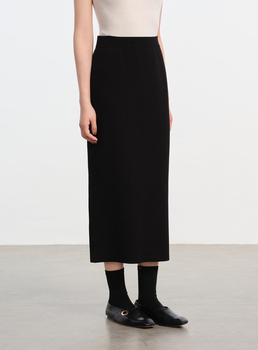 簡約後開衩針織半裙