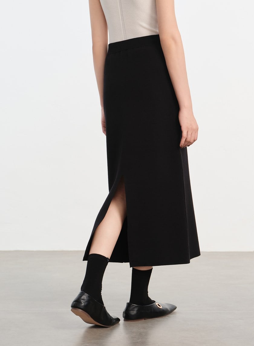 簡約後開衩針織半裙