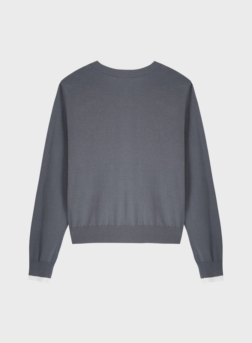 撞色圓領針織衫