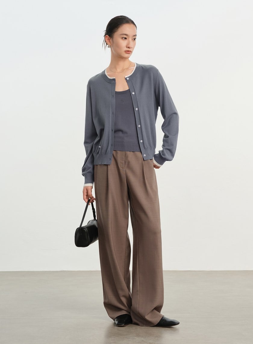 撞色圓領針織衫