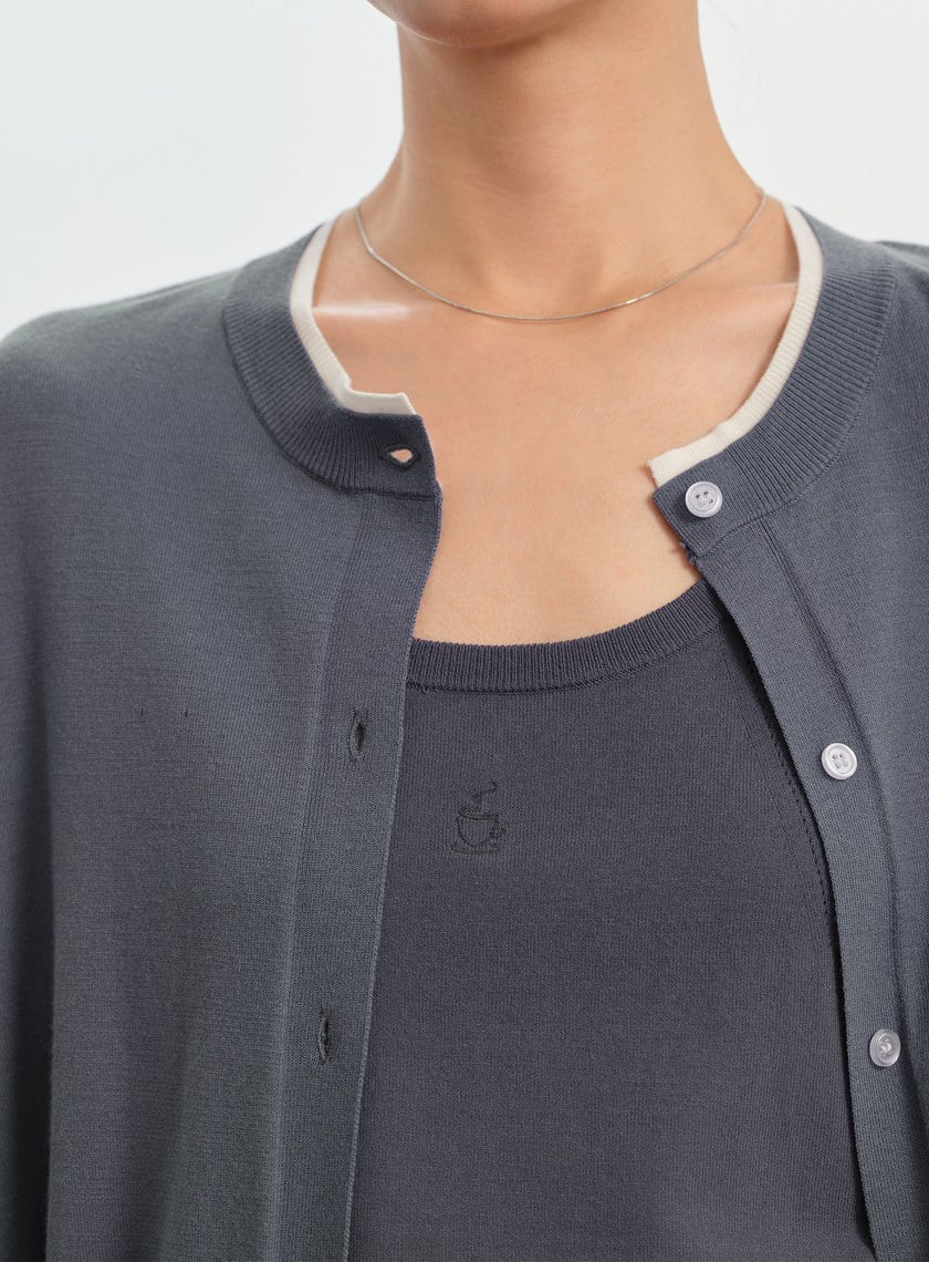 撞色圓領針織衫