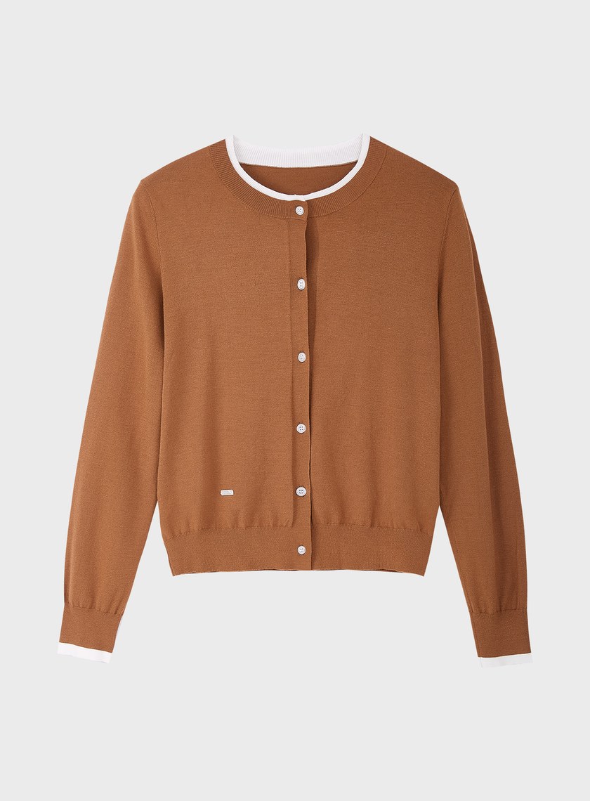 撞色圓領針織衫