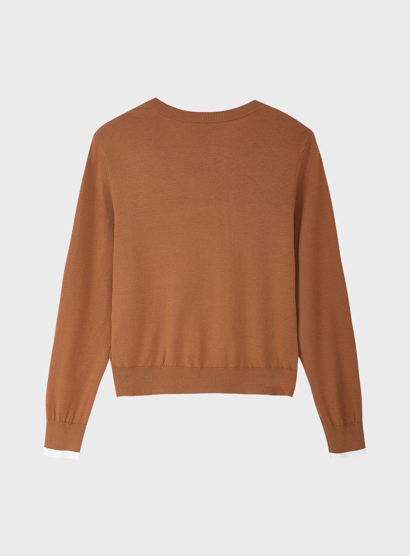 撞色圓領針織衫