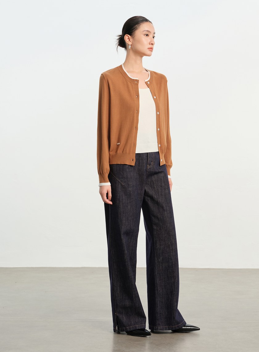 撞色圓領針織衫