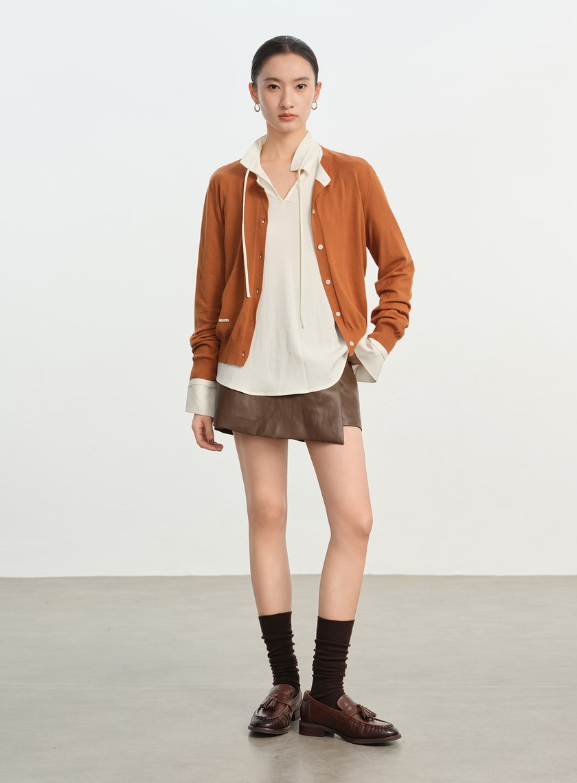 撞色圓領針織衫