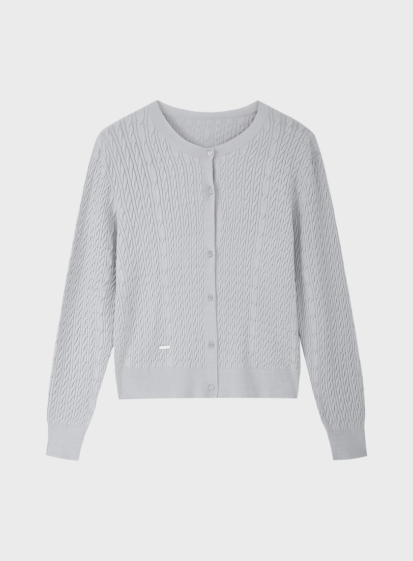 立體花紋圓領針織衫