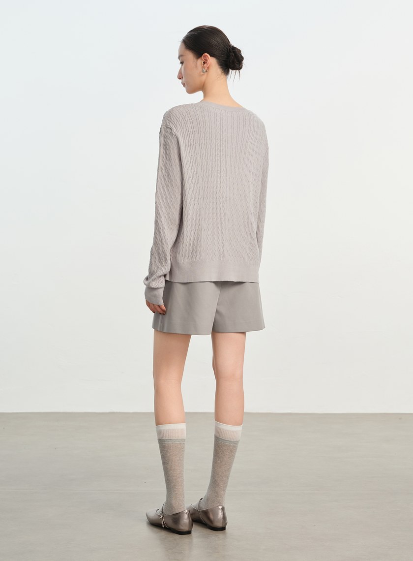 立體花紋圓領針織衫