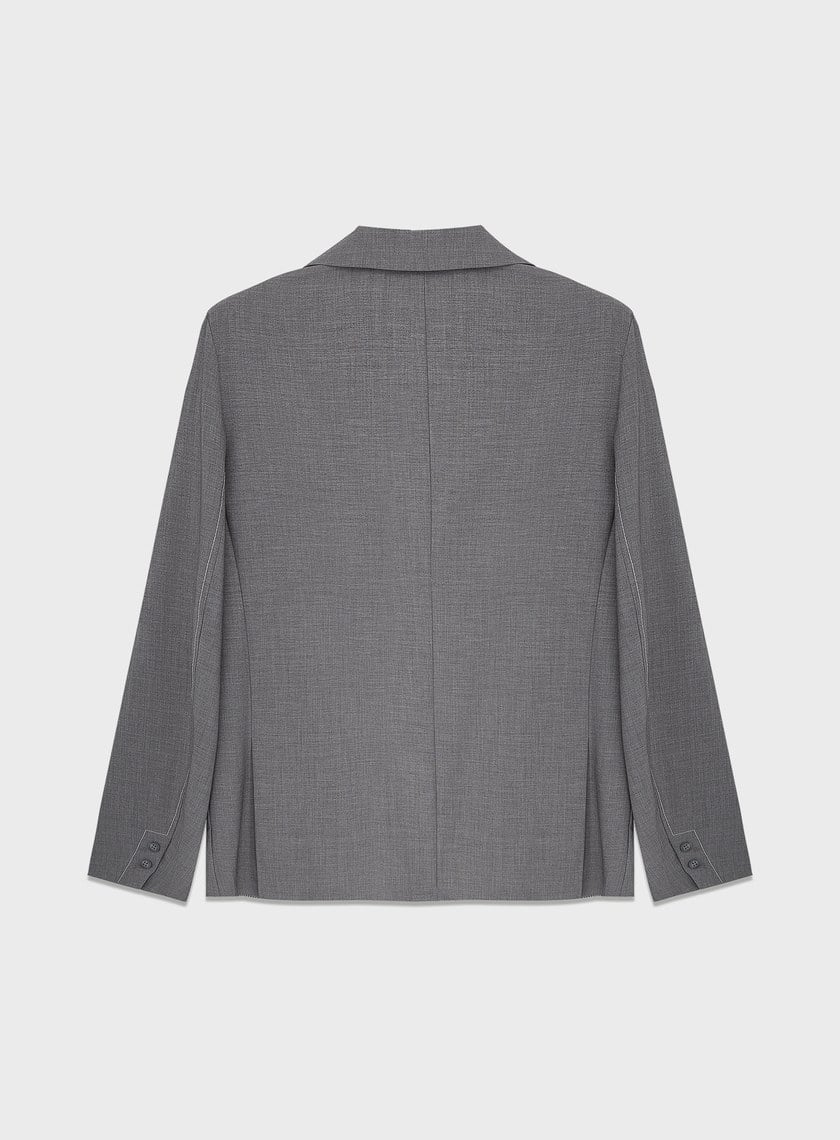 羊毛不對稱西裝外套