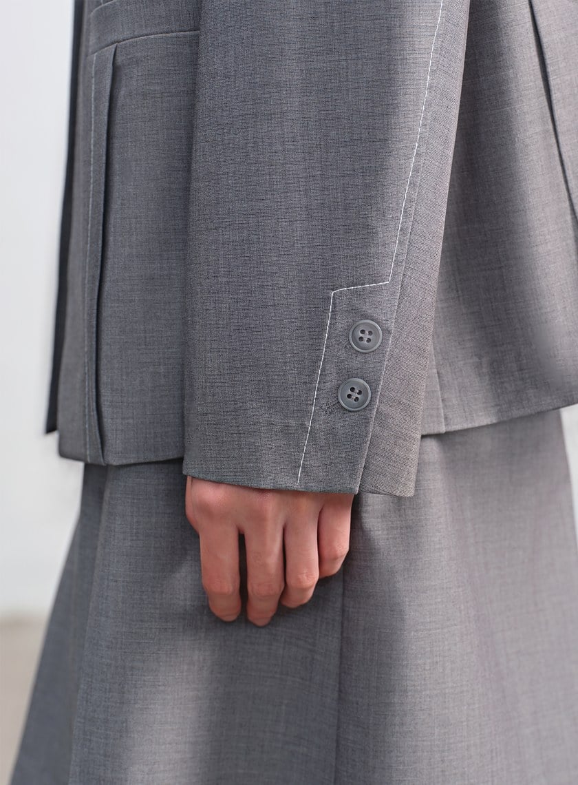 羊毛不對稱西裝外套