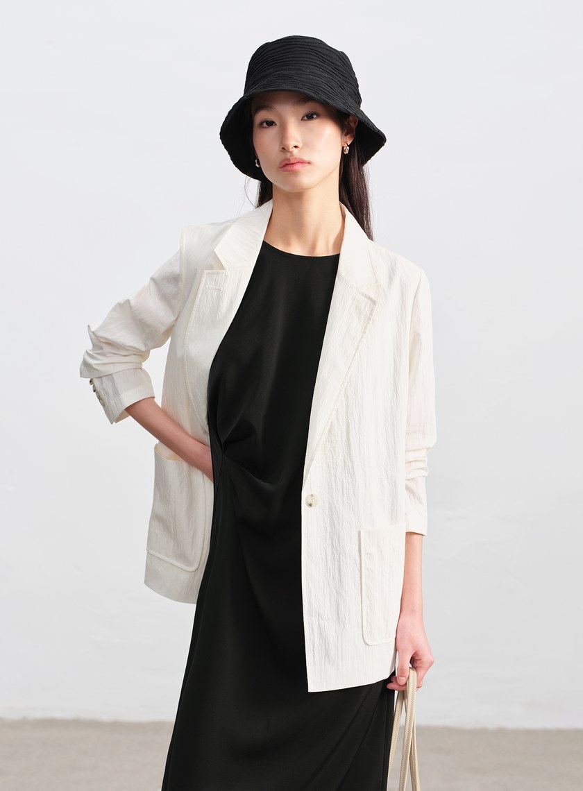 肌理感棉質西裝外套