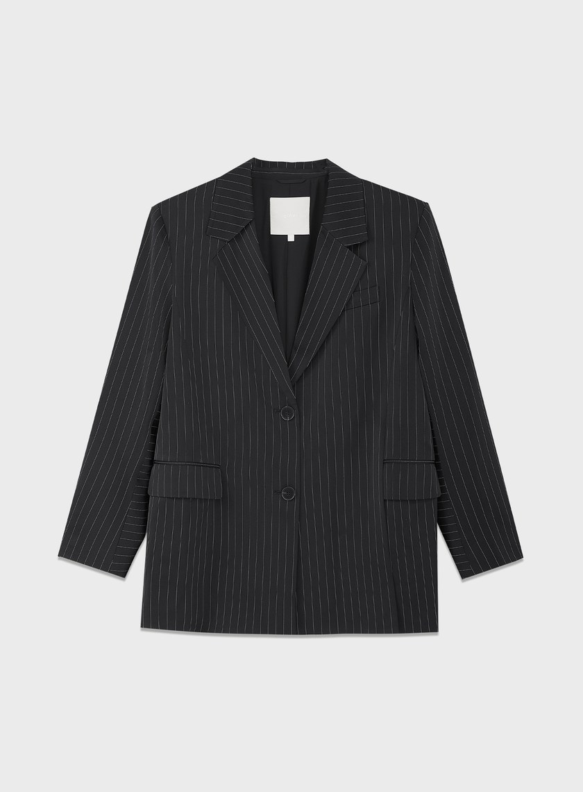 條紋不對稱造型西裝外套