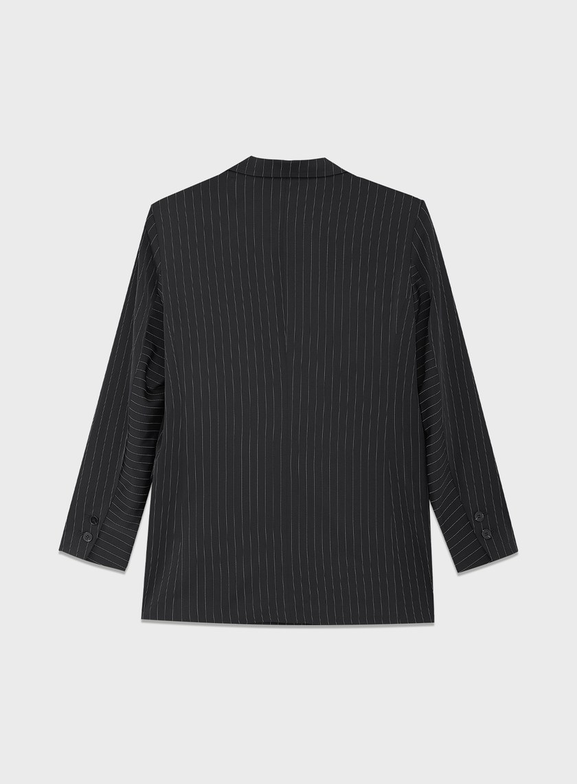 條紋不對稱造型西裝外套