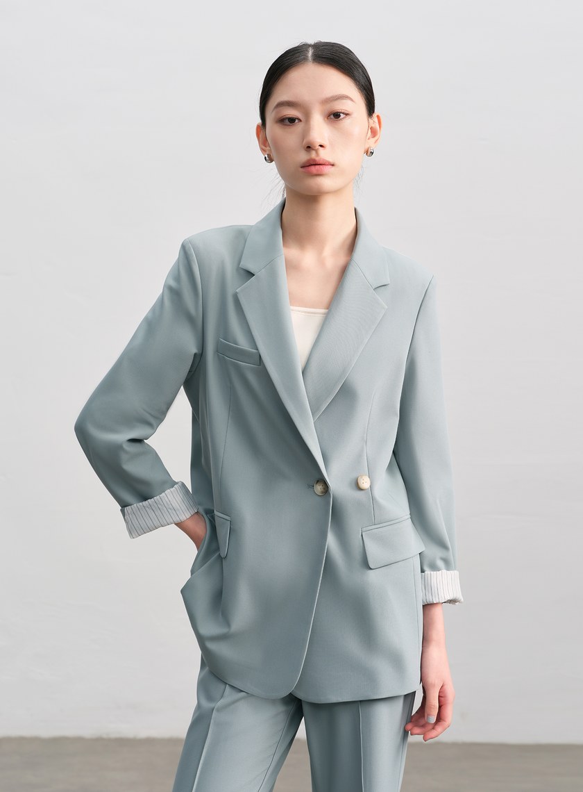 復古雙釦西裝外套