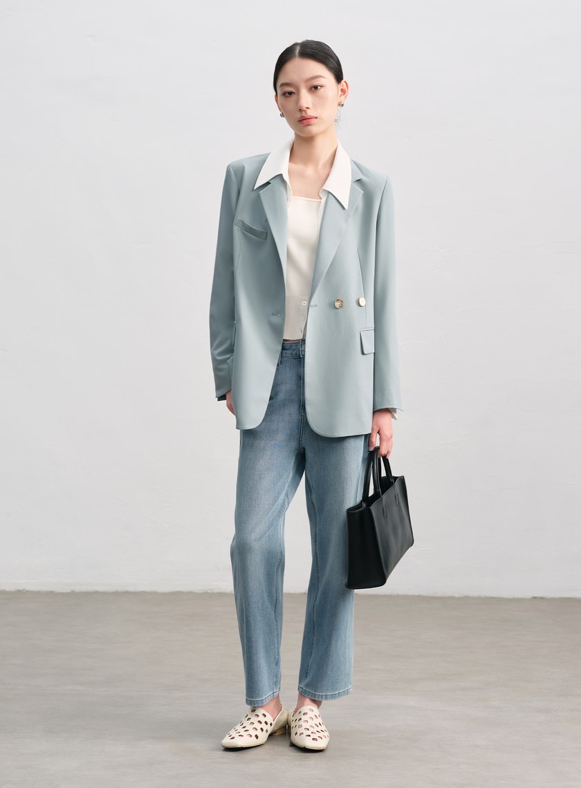 復古雙釦西裝外套