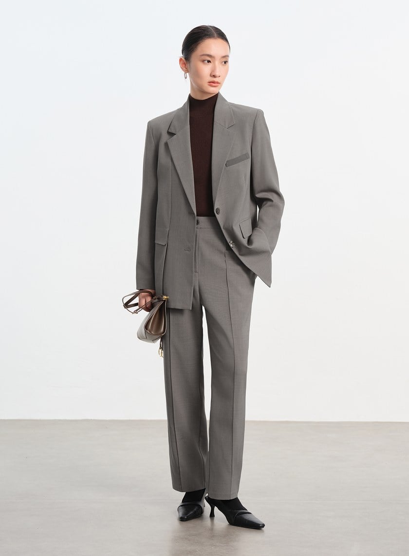 經典麂皮拼接西裝外套