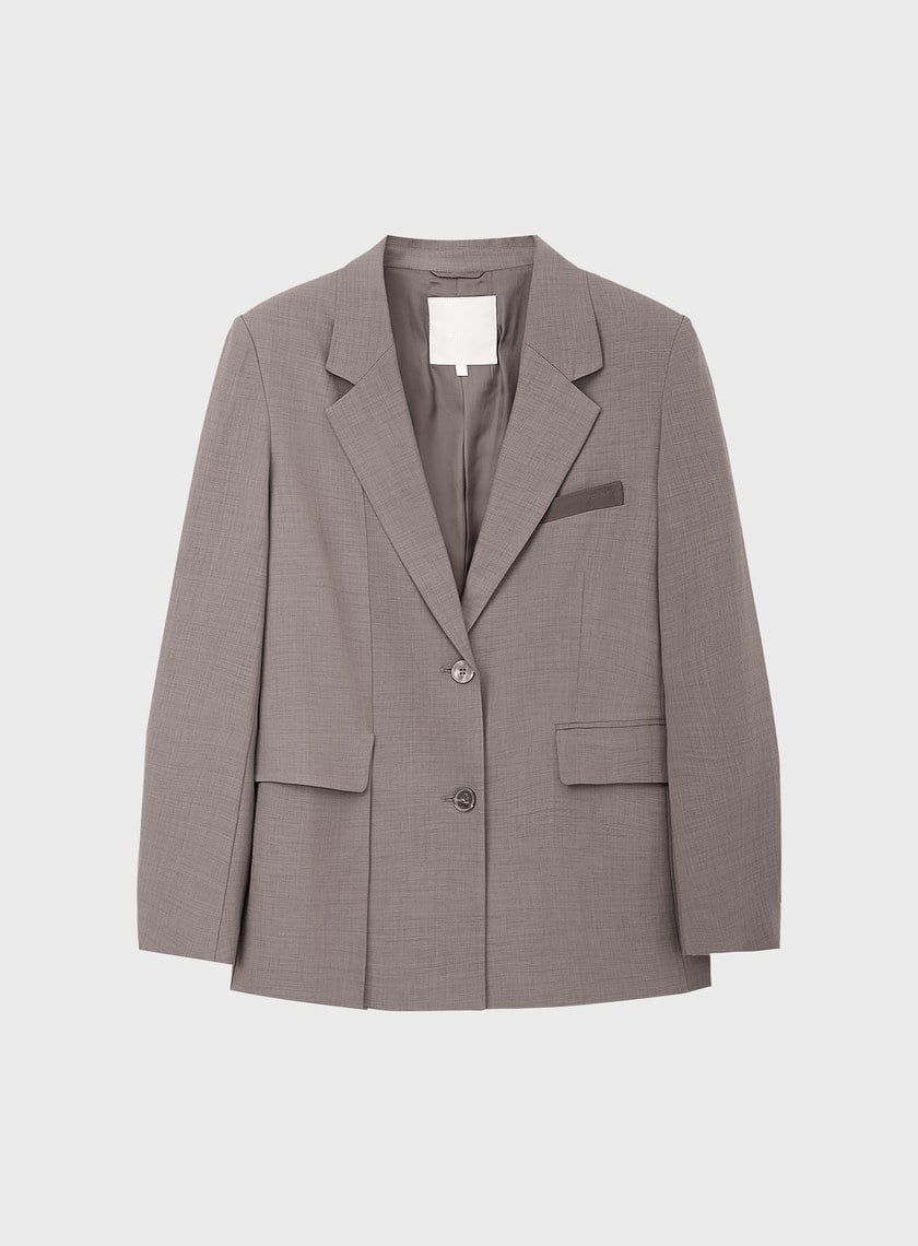 經典麂皮拼接西裝外套