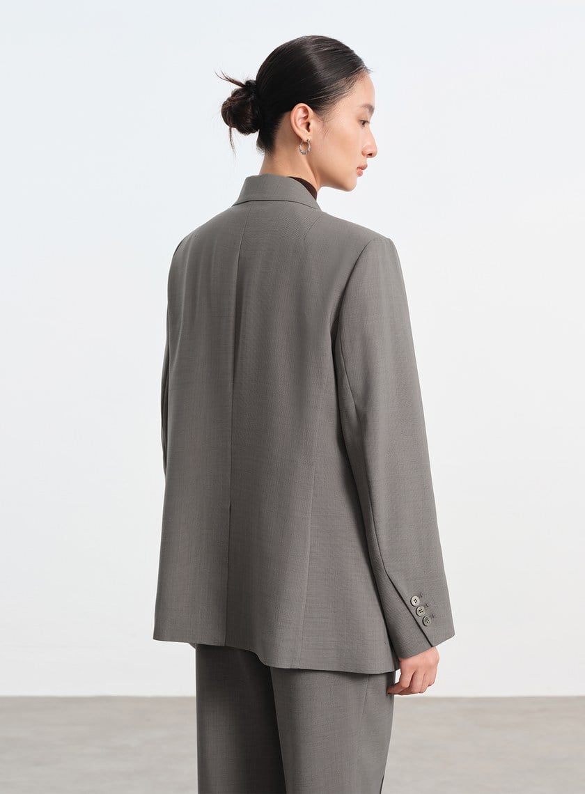 經典麂皮拼接西裝外套