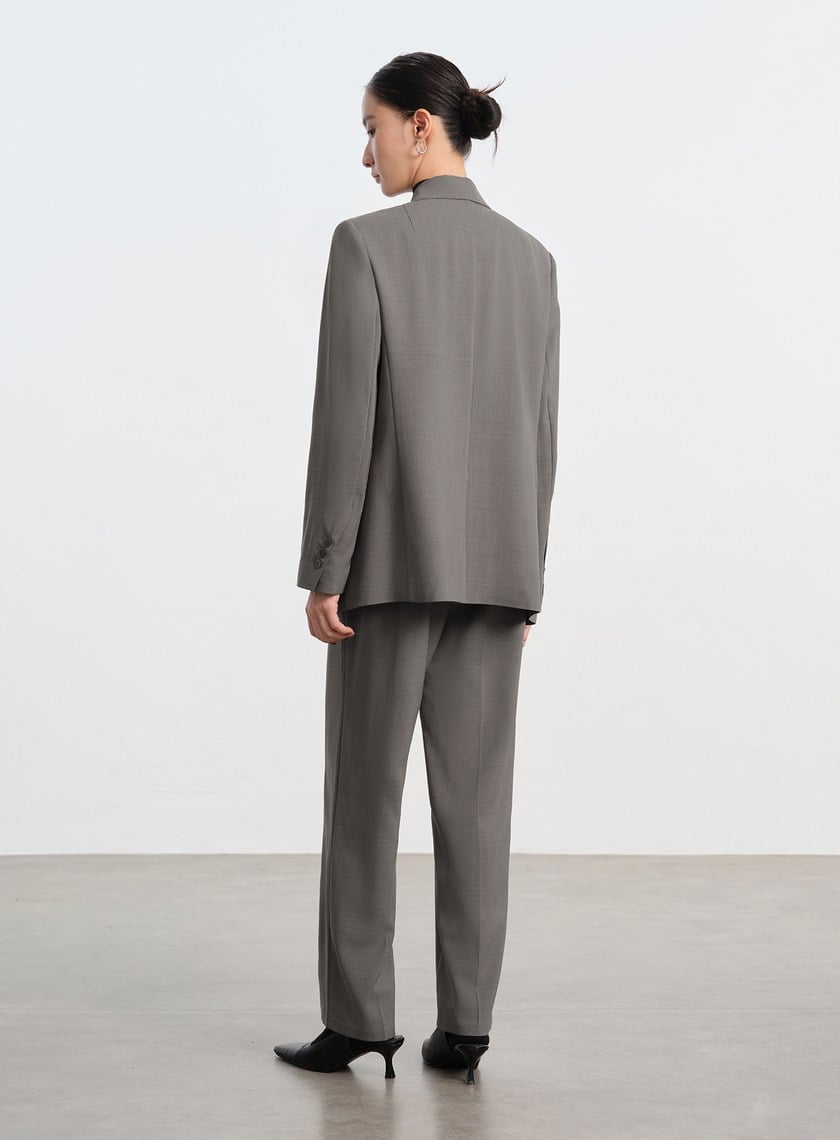 經典麂皮拼接西裝外套