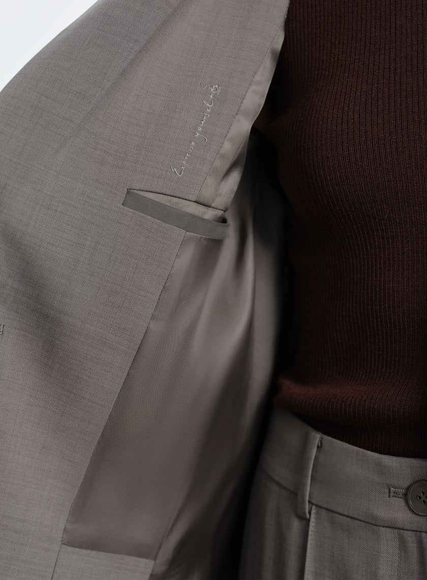 經典麂皮拼接西裝外套