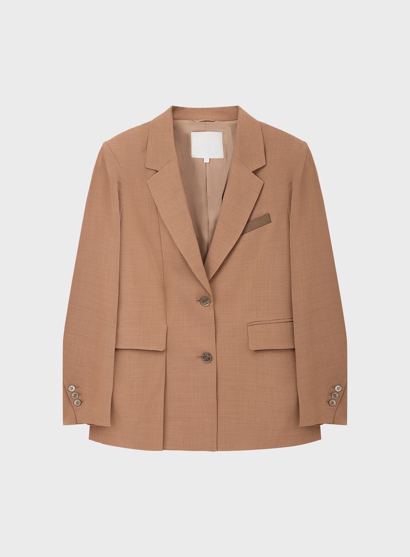 經典麂皮拼接西裝外套