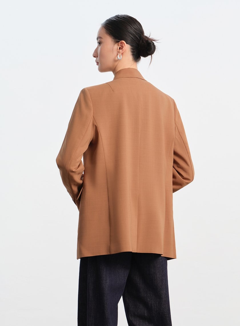 經典麂皮拼接西裝外套